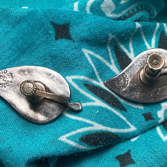 Taxco Mexico vintage Silver Abalone Earrings screw on - Picture 4 of 4